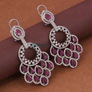 Nihara Peacock Feather Color Fashion Earrings - Product Image 3