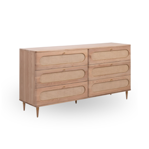Commode en bois de teck faite à la main, écologique, avec tiroirs cannélatés, style moderne et minimaliste, meuble de rangement autoportant pour salon et hôtel - Product Image 2