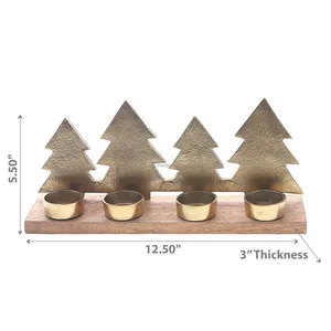 Porte-bougie double en métal artisanal de qualité supérieure pour la décoration de Noël à la maison, style de table tendance, design indien Zahid - Product Image 1