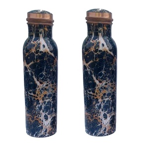 Bouteille d'eau potable écologique classique en verre de cuivre d'impression de couleur bleu foncé de collection lumineuse avec le couvercle - Product Image 6