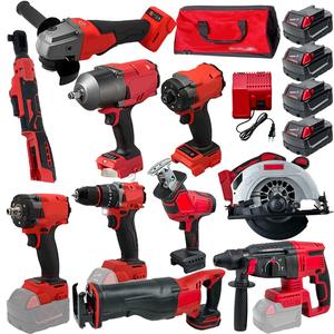 Juego de herramientas eléctricas inalámbricas de 18V con amoladora, taladro, llave y sierra, con batería de 5 Ah y cargador, portátil, 15 en 1. - Product Image 1