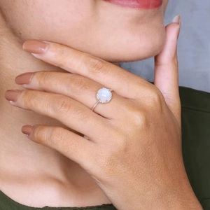 Wholesale 925 Sterling Silver Natural Rainbow <b>Moonstone</b> <b>Ring</b> Minimalist Dainty Gemstone <b>Ring</b> June Birthstone Fine Jewelry - Product Image 5