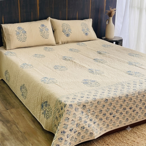 Wholesale Hand Block Printed 100% Cotton Quilted Bedspreads & Bedcover Custom Color All-Season Classic Style - Product Image 1