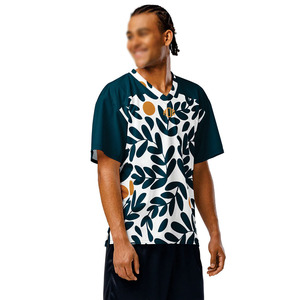 Maillot de football américain tendance personnalisé en maille à col en V, imprimé feuilles, unisexe, respirant en polyester, service OEM en gros - Product Image 4
