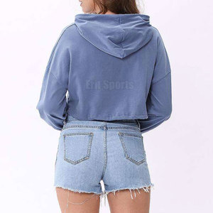 Sudadera con Capucha Corta para Mujer, de Primera Calidad, Más Vendida, Color Sólido, Ecológica, Transpirable, con Logotipo Frontal - Product Image 4