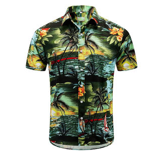 Chemises à manches courtes pour hommes, style plage d'été, imprimées de motifs floraux et géométriques, séchage rapide, écologiques, vente en gros sur mesure - Product Image 2