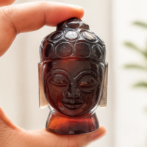 Cabeza de Buda tallada a mano en ámbar, estatua de cristal decorativa, figura religiosa, pieza decorativa para templo espiritual, decoración del hogar, meditación - Product Image 5