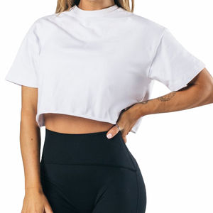 เสื้อยืดครอปผู้หญิงคุณภาพสูง ผ้าเจอร์ซีย์คอตตอนระบายอากาศดี ลายเรียบ สไตล์ฮิปฮอป เหมาะสำหรับใส่ในฤดูร้อน สตรีทแวร์ - Product Image 4