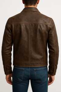 Chaqueta de Cuero Estilo Motero de Invierno Vintage para Hombre, Personalizada en Cuero de Oveja con Detalles Acolchados - Product Image 3