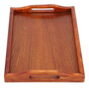 Ensemble de plateaux rectangulaires en bois pour la vente en gros, plateaux de service en bambou avec poignées - Product Image 6