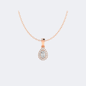 Collier pendentif halo en forme de poire serti de pierres rondes de 0,65 CTW en or 9 carats - Product Image 3