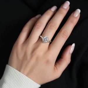 Oval Cut Moissanite Engagement & Wedding <b>Ring</b> <b>925</b> Sterling <b>Silver</b> Gold Plated Claw Setting Luxury - Product Image 4