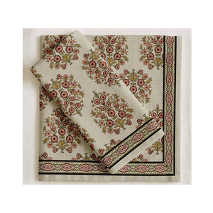Serviette en coton classique vintage élégante à imprimé floral vert et rose, 40x40 cm, 210 GSM, pour table de mariage et vente en gros - Product Image 1