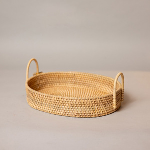 Rattan serving trays hand-made tray for bread fruit candy cheapest price kitchen serveware - Product Image 3