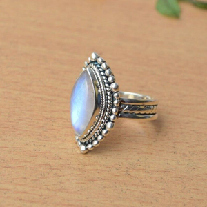 Bague en pierre de lune naturelle, argent sterling 925, bijoux en pierres précieuses, cadeau de mariage, anniversaire, pour elle - Product Image 3
