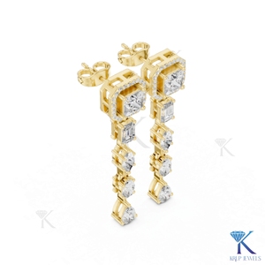 Pendientes de Diamantes Cultivados en Laboratorio CVD de Formas Mixtas, Radiantes, Halo, Esmeralda, Marquesa, Ovalados, Pera, Oro Sólido de 14K, Lujosos, Finos, para Mujer, Novia - Product Image 2