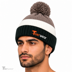 High Quality Custom Knitted Hats Chenille Jacquard Weave <b>Beanies</b> <b>with</b> <b>Pom</b>-poms Colorful Striped Thermal Winter Hats for unisex - Product Image 2