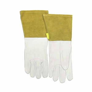 Guantes de soldadura TIG de cuero serraje de cabra y vaca, resistentes, con muñequera de punto, 7 oz, resistentes al fuego para bomberos - Product Image 5