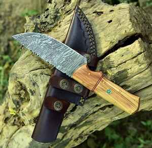 Cuchillo de Caza de Acero de Damasco Hecho a Mano de Alta Calidad, Cuchillo de Supervivencia para Exteriores de Grado Industrial, Cuchillo para Acampar - Product Image 3