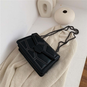 New Fashion PU Rivet Crossbody Bag Women Ins Style Quilted Shoulder Chain Trending <b>Small</b> Square Handbag Zipper Eco-Friendly - Product Image 4