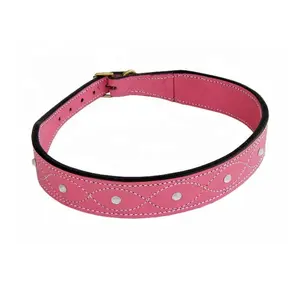 Dog Collar Pink Luxury Designer Durable Softly Padded Leather Pet Collars Pets Suppliers Metal Accessories