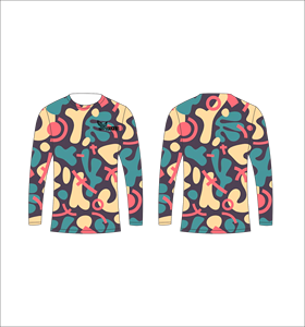 Camiseta de Manga Larga Sublimada Personalizada con Patrón Geométrico Abstracto, Cuello Redondo, Ropa Deportiva de Alto Rendimiento, Ropa Deportiva al por Mayor - Product Image 1