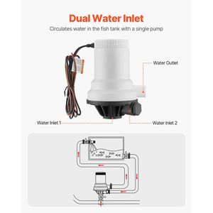 Pompa Aeratrice Livewell 12V 1600 GPH a Ingresso Doppio con Alloggiamento ABA e Cartuccia Motore Rimovibile per Barche e Uso Marino - Product Image 4
