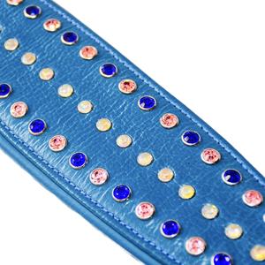 Vente en gros de nouveau design collier de chien en cuir véritable perles de cristal multicolores boucle en laiton doré motif animal de compagnie sûr - Product Image 2