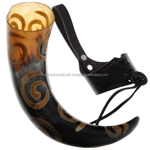 Cuerno de Buey Auténtico de Gran Tamaño, Estilo Vikingo, Simple, Personalizado, de Forma Natural, con Funda de Cuero, para Cerveza, Vino, Estilo Náutico - Product Image 3
