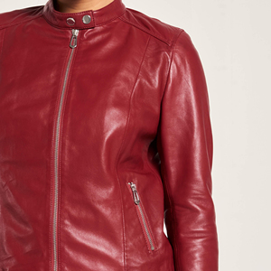 Luxury <b>Women</b> Leather <b>Jacket</b> Soft Feel Regular Style Full Front Zip Casual Winter Fashion Outerwear Custom OEM ODM Wholesale - Product Image 6