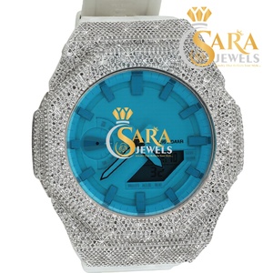 Reloj de Diamantes Moissanite de Alta Calidad con Correa de Goma, Estilo Hip Hop Completamente Cubierto de Diamantes, Lujoso y Ejecutivo, de Acero Inoxidable, de la India - Product Image 4