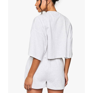 Wholesale 2026 Basketball Shorts <b>Set</b> Oversize T Shirt &Sweatpants 100%Cotton Airport Outfit For Travelling Women USA Streetwear - Product Image 3