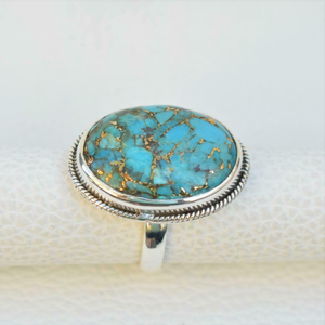 Blue Copper <b>Turquoise</b> Silver <b>Ring</b> 925 Sterling Silver Handmade Gemstone Jewelry for Women - Product Image 5