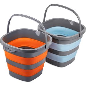 Set di 2 Secchi Pieghevoli in Plastica da 10L (2,6 Galloni), Contenitori Rettangolari Richiudibili per Pulizie Domestiche - Product Image 1
