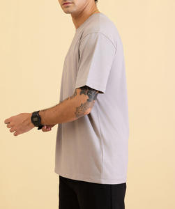 T-shirt surdimensionné en coton lourd délavé à l'acide, tricoté, avec logo personnalisé, style vintage, pour homme, 100% coton - Product Image 3