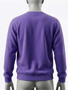 Sweat-shirt à col rond pour homme, couleur unie, coupe classique, tricoté, style décontracté, violet - Product Image 2