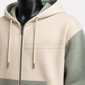 Custom Color Block Zip Up Hoodie <b>Men</b>’s Fleece Sweatshirt Hooded Jacket OEM ODM Wholesale Manufacturer Supplier - Product Image 6
