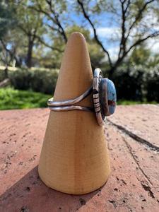 Handcrafted Oval Golden Hills <b>Turquoise</b> <b>Ring</b> Sterling Silver Size 6.75 Boho Southwestern Statement Jewelry Gift for Her - Product Image 3
