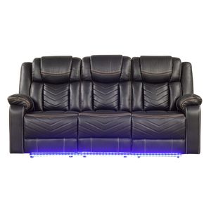Divano Reclinabile Elettrico Moderno Contemporaneo Canger Grigio con LED, Struttura in Legno e Metallo, Portabicchieri Inclusi - Product Image 1