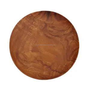Commercio all'ingrosso legno di Mango piatti tondi per servire naturale Vintage rustico legno piatti per decorazione di nozze e feste dall'India