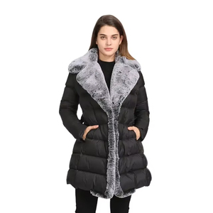 Veste matelassée imperméable de haute qualité avec doublure en fausse fourrure, fermeture éclair intégrale, capuche amovible, pour femme, hiver - Product Image 1