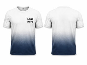 Men's O-Neck Gradient Color Short Sleeve T-Shirt Regular Fit Knitted Casual Front Logo Design Solid Pattern - Product Image 1