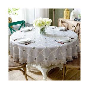 Mantel de Lujo Gris Oscuro, Sólido, Bordado, Impermeable, Duradero, de Alta Calidad, Ligero, de Algodón Puro, Tamaño Personalizado, para Cubrir Mesas - Product Image 5