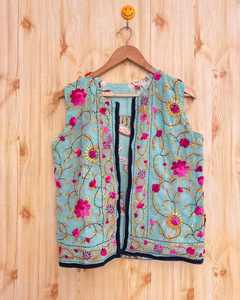 Chaleco de Algodón con Bordado Phulkari, Chaqueta Acolchada Larga y Transpirable con Estampado Floral para Otoño e Invierno, Abrigo para Mujer - Product Image 3