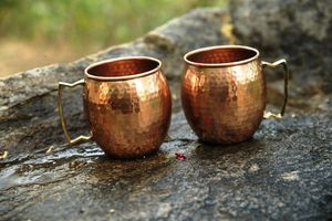 Copper mule beverage mug set for secret garden cocktails hammered finish metal cups durable reusable party mugs - Product Image 2