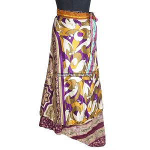 New Silk Pareo <b>Sarong</b> Beach Long <b>Wrap</b> Around Skirt Reversible Old Sari Silk <b>Wrap</b> Long Skirt Indian Latest Double Layer Silk Long - Product Image 2