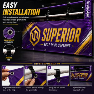 Superior international High Quality Personalized Boxing Ring Sponsor Display <b>Banner</b> with Durable Material Purple <b>Banner</b> - Product Image 5