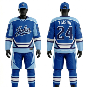 Uniforme de Hockey sobre Hielo para Hombre, Tela Interlock de Poliéster Premium de 220 GSM, Diseño de Paneles en Color Verde Azulado, Logotipo Personalizado por Sublimación - Product Image 4