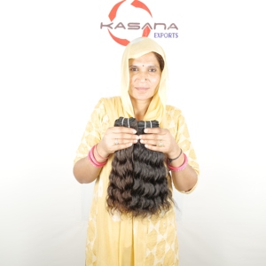 Extensiones de cabello humano de trama doble de máquina India alineada con cutícula ondulada del cuerpo 100% - Product Image 2