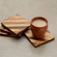Ensemble de sous-verres en bois exclusif et durable, faits à la main, en bois massif, style vintage, accessoires de boisson personnalisables pour tables basses et tables à manger